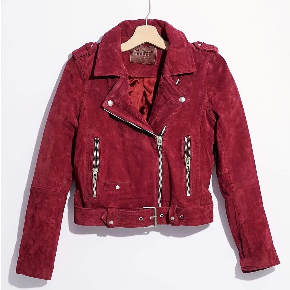 BLANKnyc Red Suede Moto Jacket